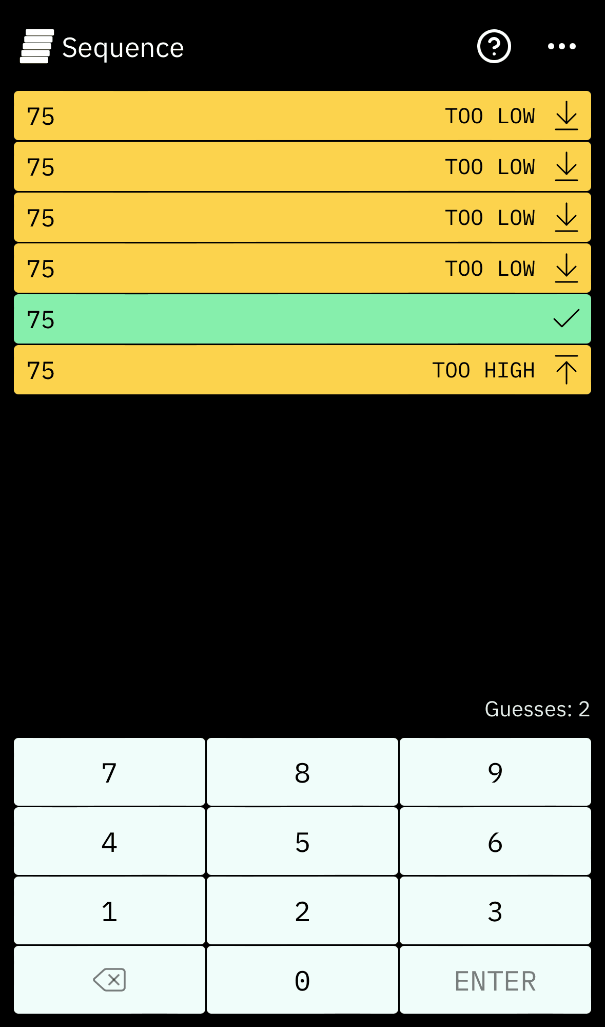 Sequence: game screen
