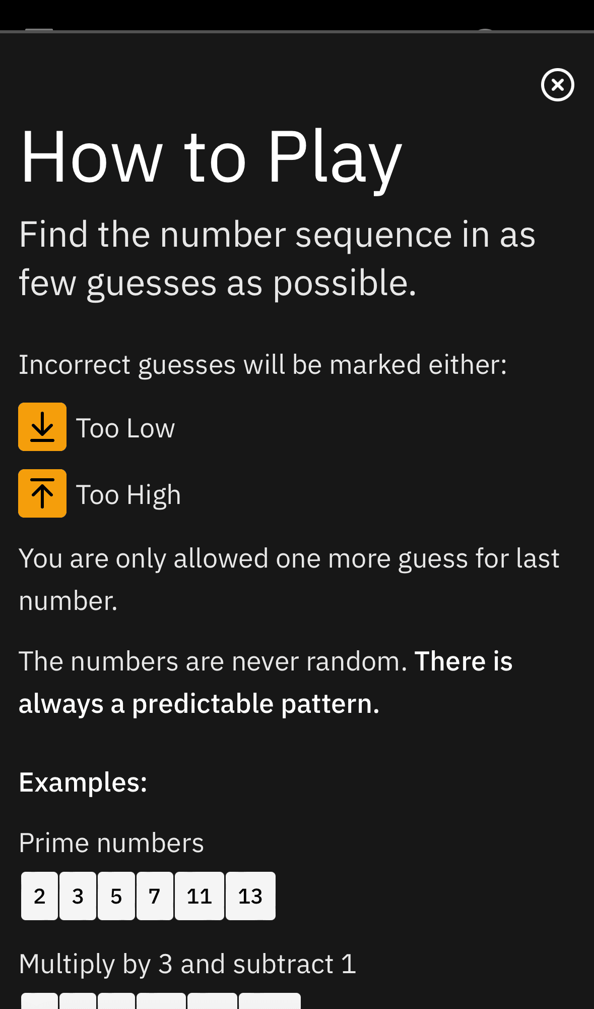 Sequence: help screen